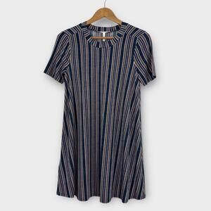 BCBGeneration Womens Size XS Blue Multi Color Striped Short Sleeve T Shirt Dress